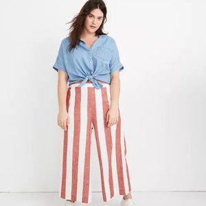Madewell Huston Pull-On Crop Pants in Bold Stripe - Size L - NWT